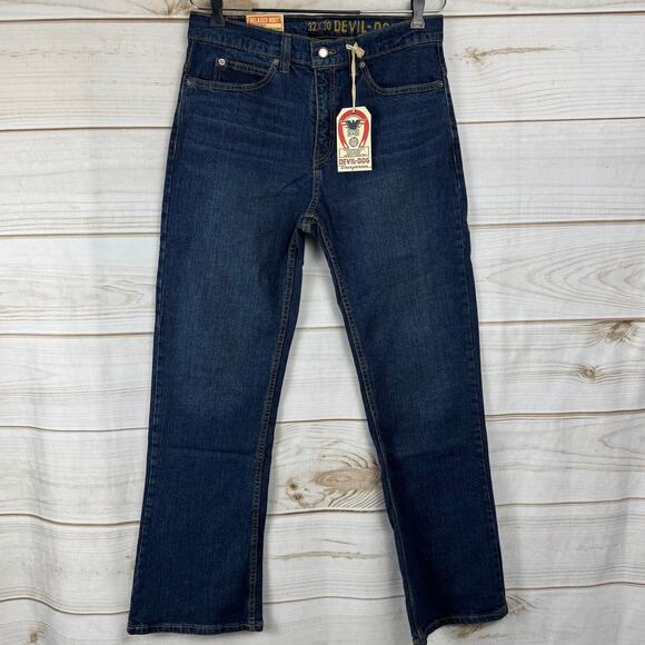 Devil-Dog Dungarees Dark Wash Relaxed Boot Cut Jeans Size 32x30